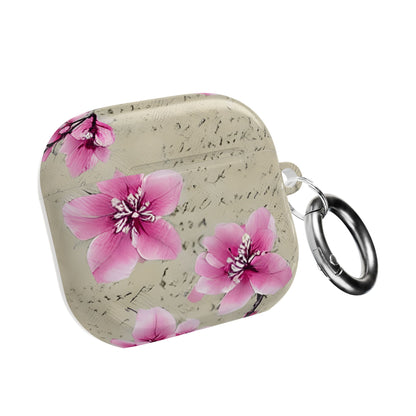 Floral Script AirPod Case — Pink Blossom Protective Charging Case