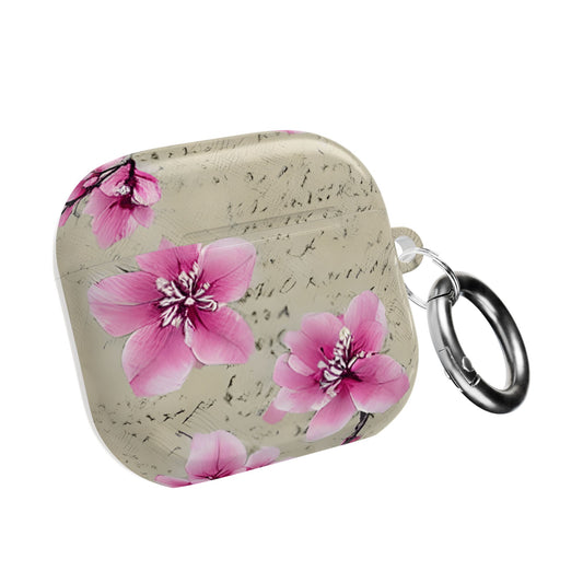 Floral Script AirPod Case — Pink Blossom Protective Charging Case