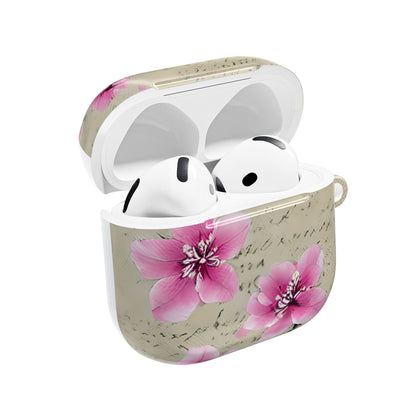 Floral Script AirPod Case — Pink Blossom Protective Charging Case